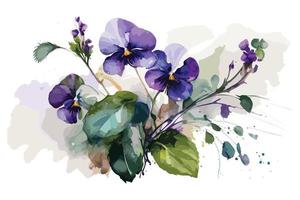 aquarelle vibrant violettes fleur illustration pour social médias les publicités, affiches, bannières, et livre couvertures conception vecteur