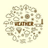 jeu d'icônes de fine ligne minime météo vecteur