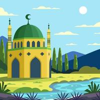 la beauté de la mosquée avec vue sur la nature vecteur