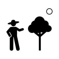 jardin, arbre, homme vecteur icône