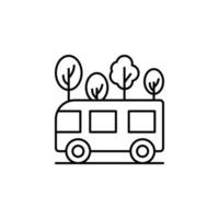 bus, route, des arbres vecteur icône