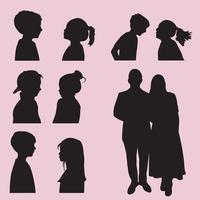 couple visages silhouette récit illustrateur ouvrages d'art vecteur