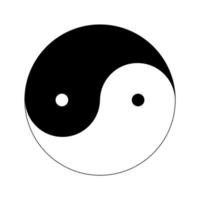 symbole yin-yang icône isolé plat noir et blanc vecteur