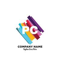 PC initiale logo avec coloré modèle vecteur. vecteur