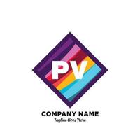 pv initiale logo avec coloré modèle vecteur. vecteur