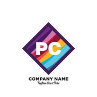 PC initiale logo avec coloré modèle vecteur. vecteur