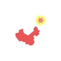 Chine, carte, coronavirus vecteur icône