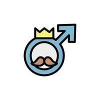Masculin symbole, moustache, couronne vecteur icône