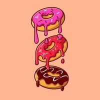 flottant fondu Donut dessin animé vecteur icône illustration. nourriture objet icône concept isolé prime vecteur. plat dessin animé style