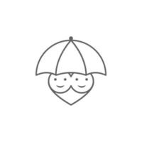 parapluie, sourire, copains vecteur icône