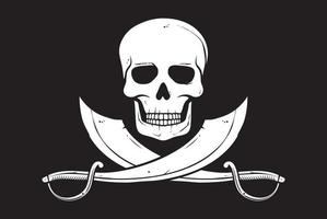 crâne de drapeau pirate et illustration vectorielle de sabres croisés vecteur