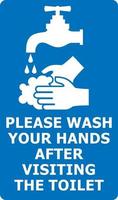 veuillez vous laver les mains après avoir visité les toilettes vecteur