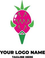 dragon fruit la glace crème vecteur logo