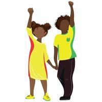 noir écorché africain américain des gamins avec élevé les poings en haut vecteur isolé illustration dans plat style.africain les enfants militants garçon et fille tenir mains ensemble.conceptuel illustration