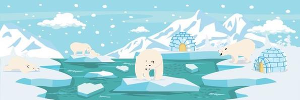 Nord pôle Arctique paysage avec polaire ours vecteur