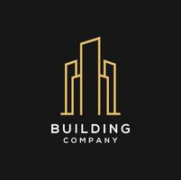bâtiment conception logos avec lignes. construction, appartement et architecte. vecteur