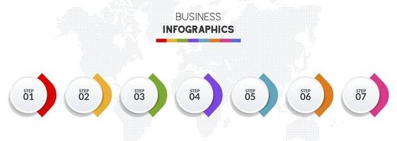 infographie conception modèle et Icônes avec sept les options ou sept pas vecteur