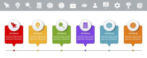 infographie conception modèle et Icônes avec 6 les options ou 6 pas vecteur