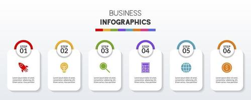 infographie conception modèle et Icônes avec 6 les options ou 6 pas vecteur