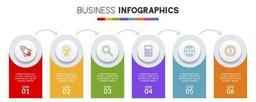 infographie conception modèle et Icônes avec 6 les options ou 6 pas vecteur