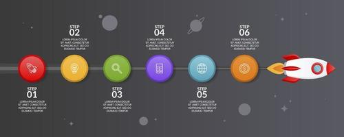 infographie conception modèle et Icônes avec 6 les options ou 6 pas vecteur