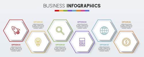 infographie conception modèle et Icônes avec 6 les options ou 6 pas vecteur