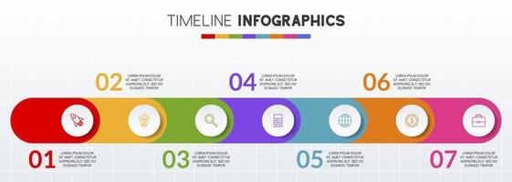 infographie conception modèle et Icônes avec sept les options ou sept pas vecteur