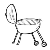 charbon gril main tiré contour griffonnage icône. bouilloire barbecue gril vecteur esquisser illustration pour imprimer, la toile, mobile et infographie isolé sur blanc Contexte.