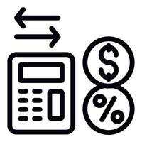 impôt calculatrice icône contour vecteur. argent revenir vecteur