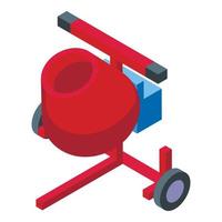 rouge ciment mixer icône isométrique vecteur. béton machine vecteur