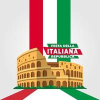 affiche de la fête de la république italienne avec colisée vecteur