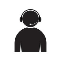 hotline soutien un service avec écouteurs icône vecteur