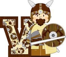 v est pour viking alphabet apprentissage éducatif illustration vecteur