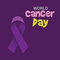 bannière de sensibilisation à la journée mondiale du cancer avec ruban vecteur