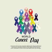 bannière de sensibilisation à la journée mondiale du cancer avec des rubans vecteur
