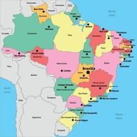 coloré Brésil pays carte plat vecteur