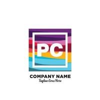 PC initiale logo avec coloré modèle vecteur. vecteur