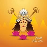 Shubh navratri carte de voeux de célébration du festival indien avec illustration de la déesse Durga vecteur