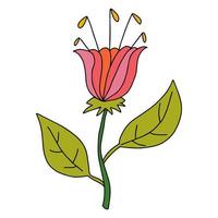 fleur de dessin animé doodle fantaisie colorée isolée sur fond blanc. vecteur