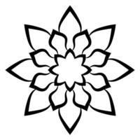 mandala de fleur de contour noir. doodle élément décoratif rond pour cahier de coloriage isolé sur fond blanc. cercle géométrique floral. vecteur