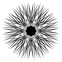 mandala de fleur de contour noir. doodle élément décoratif rond pour cahier de coloriage isolé sur fond blanc. cercle géométrique floral. vecteur