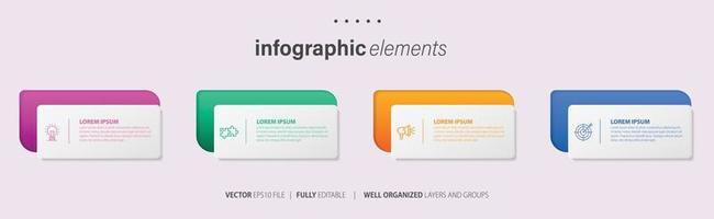 affaires infographie élément avec 4 choix, pas, nombre vecteur modèle conception