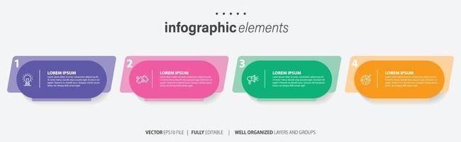 concept de 4 successif pas de progressive affaires développement. Facile infographie conception modèle. abstrait vecteur illustration.