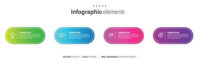 concept de affaires modèle avec 4 successif pas. quatre coloré graphique éléments. chronologie conception pour brochure, présentation. infographie conception disposition vecteur