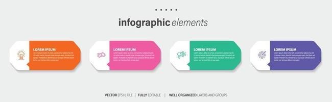 vecteur infographie plat modèle cercles pour quatre étiqueter, diagramme, graphique, présentation. affaires concept avec 4 options. pour contenu, organigramme, pas, calendrier, flux de travail, commercialisation. eps10