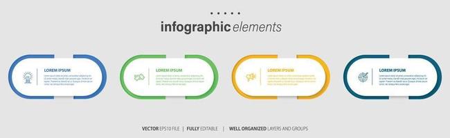 concept de affaires modèle avec 4 successif pas. quatre coloré graphique éléments. chronologie conception pour brochure, présentation. infographie conception disposition vecteur