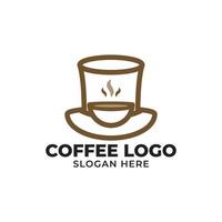 café logo conception avec chapeau éducation. Facile et unique logo pour magasin affaires signe. illustration de tendy eps10 vecteur