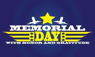 Mémorial journée avec honneur et Reconnaissance avec bleu radial pente Contexte logo fond d'écran modèle vecteur