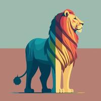 Lion lgbt fierté journée et mois avec arc en ciel vecteur