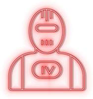 rétro style rouge néon vecteur icône terminateur, robot rouge néon icône.